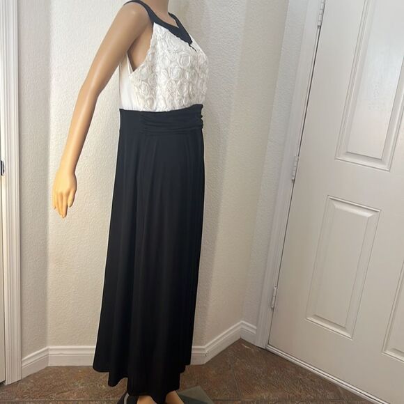 Enfocus Woman Dress Sz 14 Scoop Keyhole Neck Sleeveles Black White Sequin Floral - Picture 7 of 12